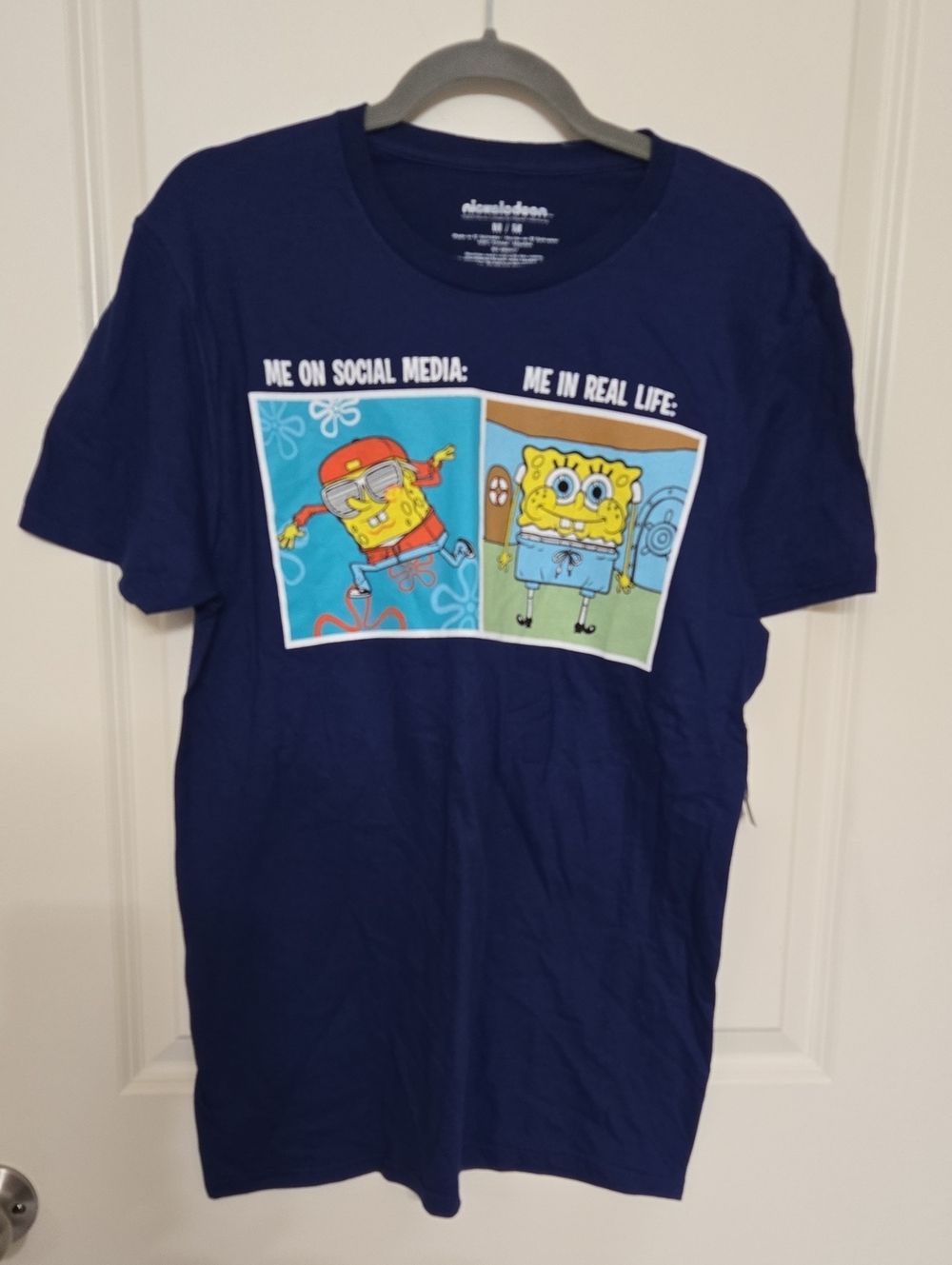 Nickelodeon SpongeBob Navy Blue Graphic Tee with Comic Panels